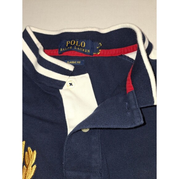 Polo Ralph Lauren Men's Medium Cruise Navy Multi Classic-Fit Big Pony Polo Shirt - Picture 3 of 9